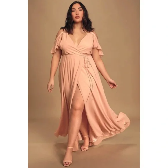 knee length dresses for ladies Berrylush Women Solid Blue Cold Shoulder Wrap Maxi Dress main image 0